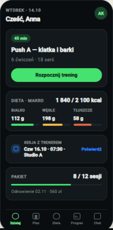 Podgląd aplikacji klienta Repivo